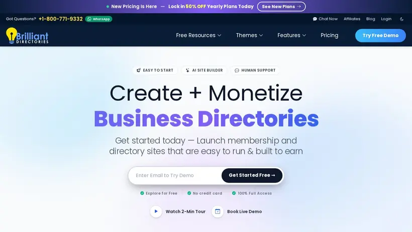 Brilliant Directories homepage screenshot