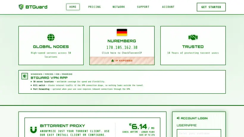BT Guard homepage screenshot