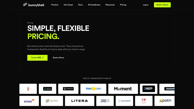 Bunny Shell homepage screenshot