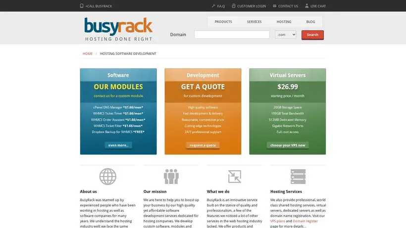 Busy Rack homepage screenshot