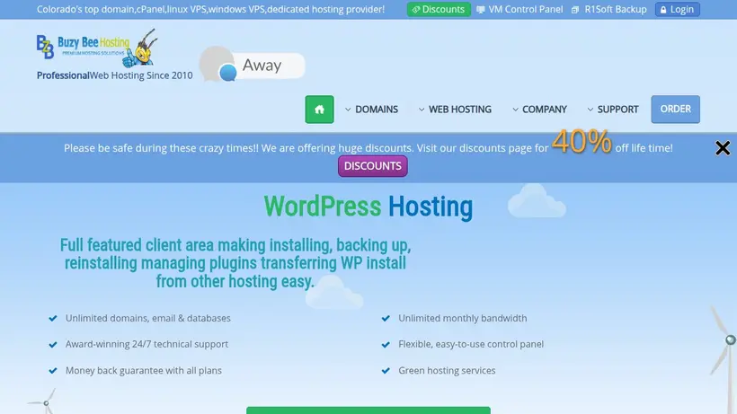 Buzy Bee Hosting homepage screenshot