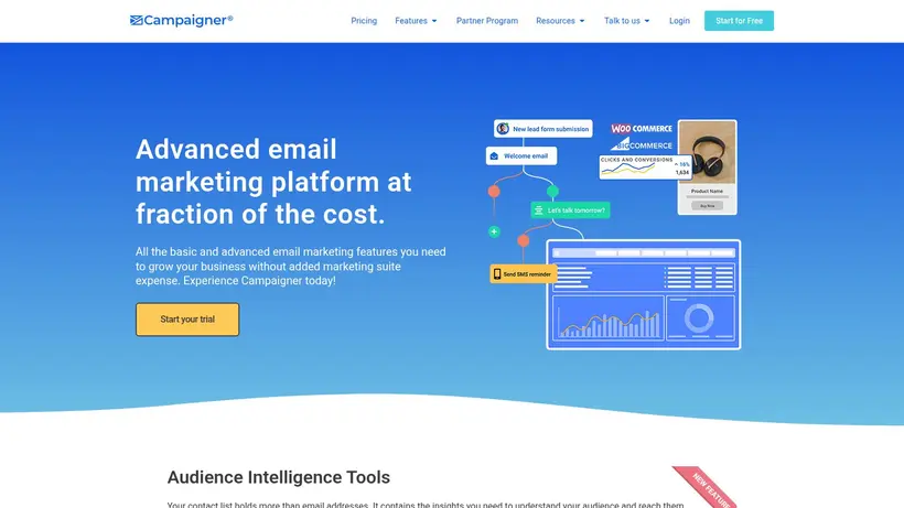 Campaigner homepage screenshot