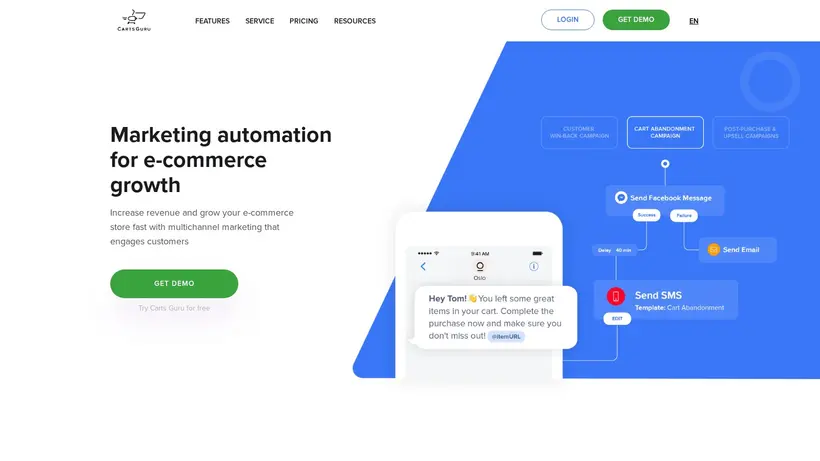 Carts Guru homepage screenshot