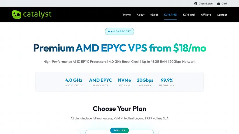 Catalyst Host homepage screenshot
