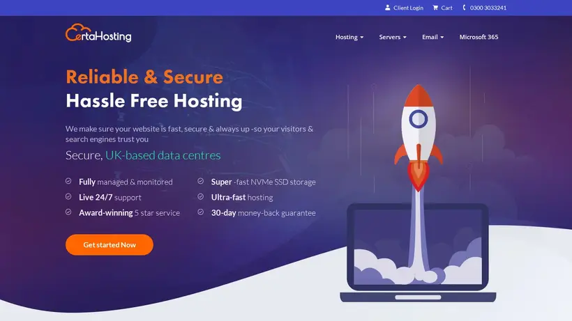 Certa Hosting homepage screenshot