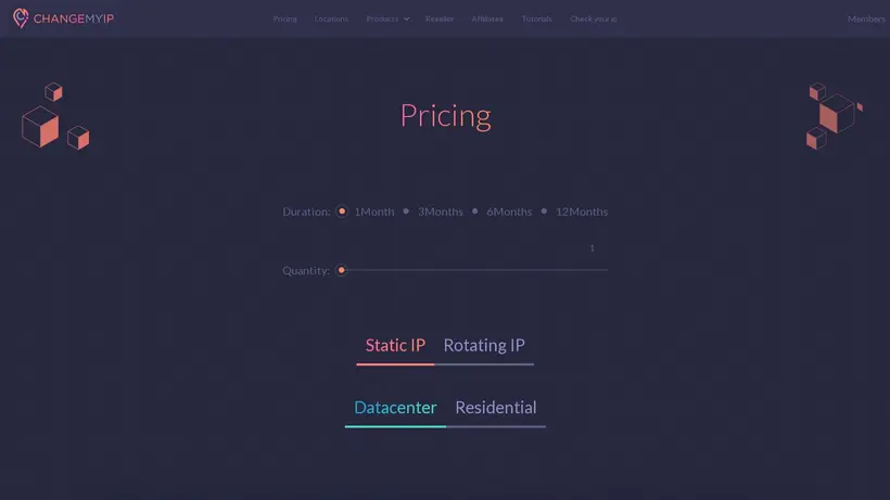 Change My IP homepage screenshot