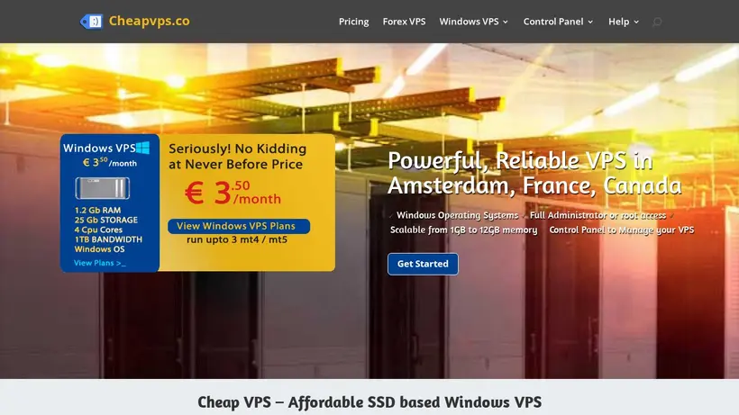 Cheap VPS homepage screenshot