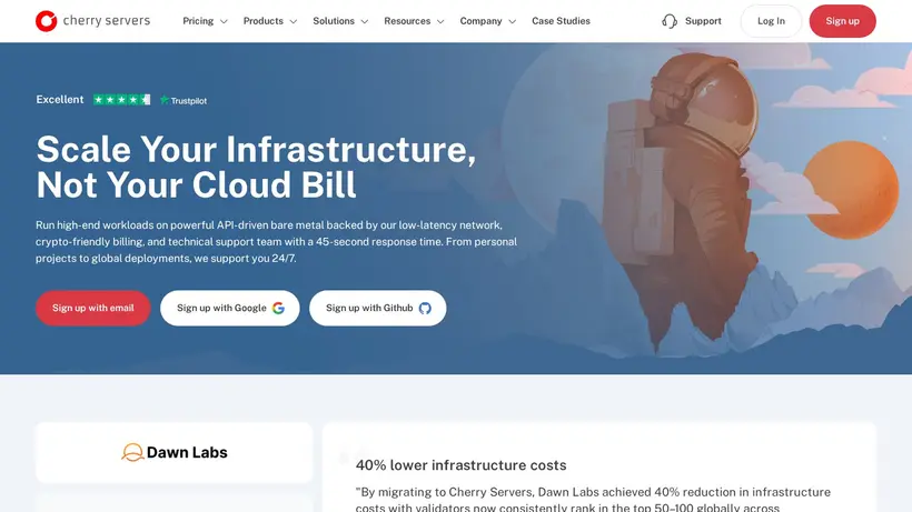 Cherry Servers homepage screenshot