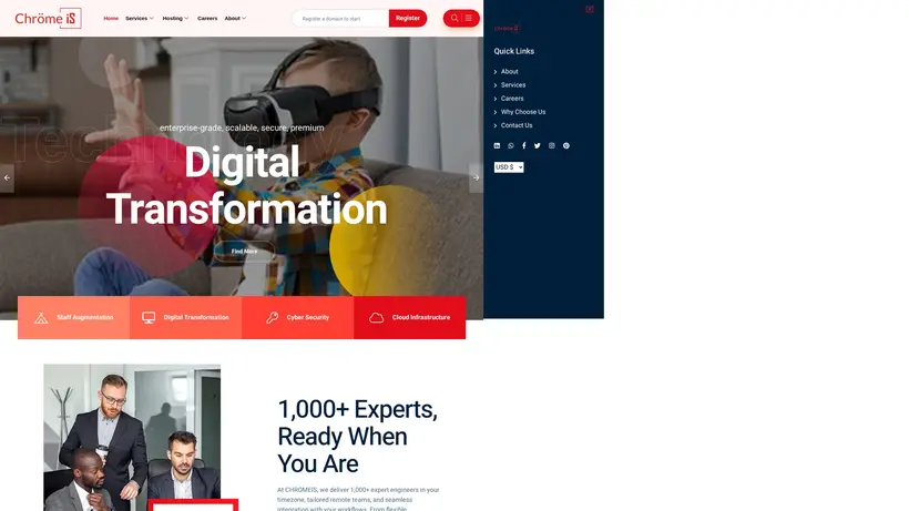 Chrome IS homepage screenshot