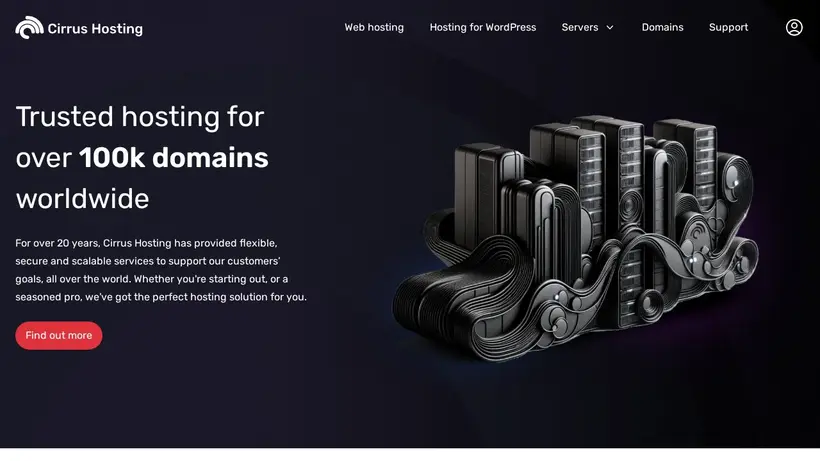 Cirrus Hosting homepage screenshot