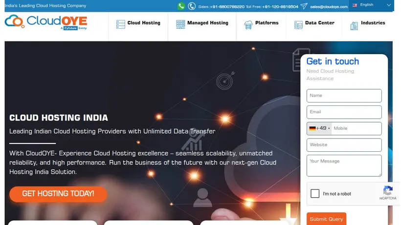 CloudOYE homepage screenshot