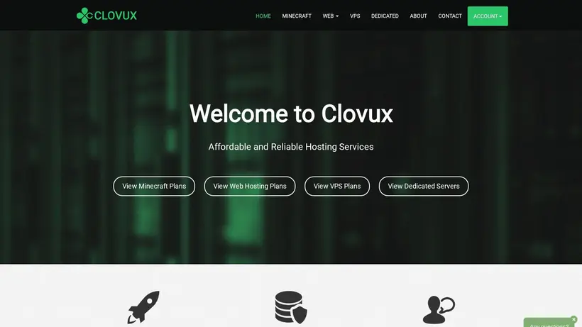 Clovux homepage screenshot