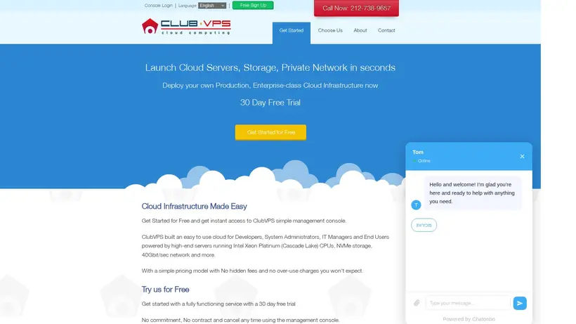 ClubVPS homepage screenshot