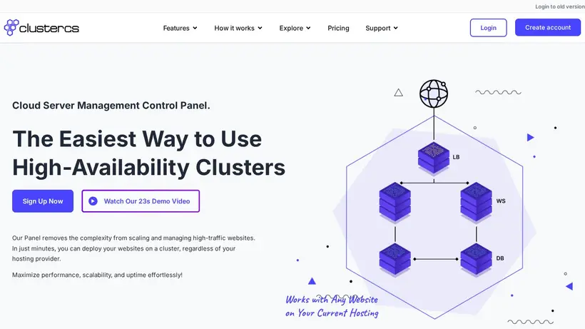 ClusterCS homepage screenshot