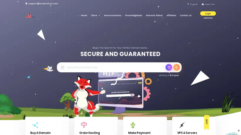 Coders Host homepage screenshot