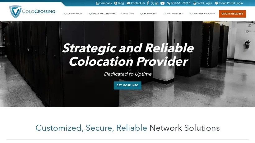 ColoCrossing homepage screenshot