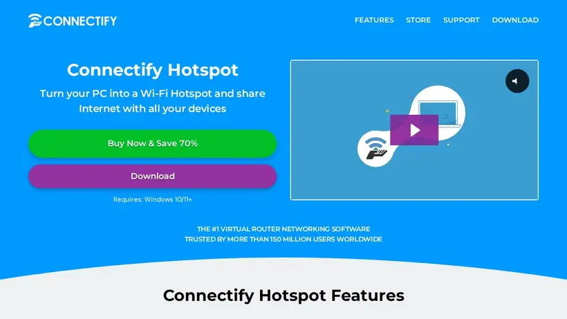 Connectify Hotspot homepage screenshot