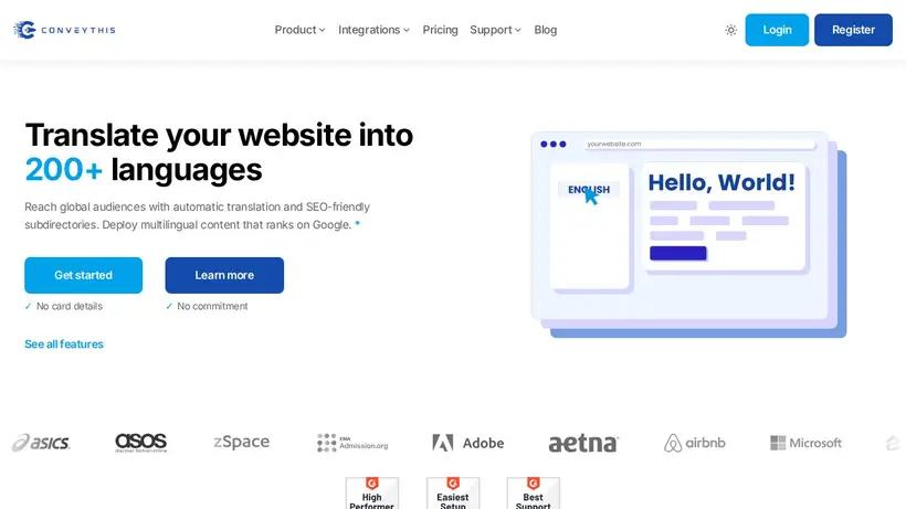 Convey This homepage screenshot