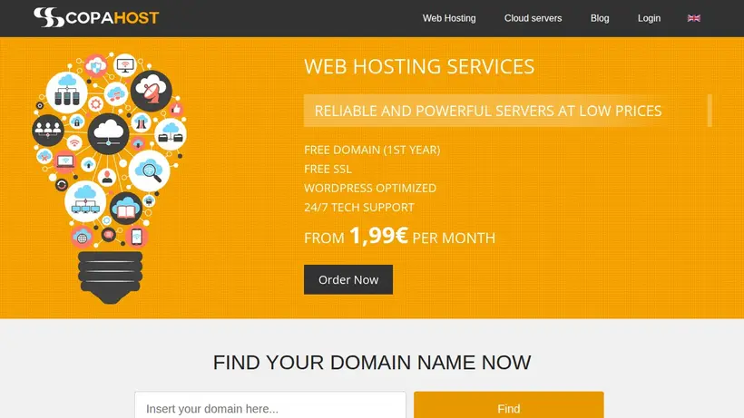 Copa Host homepage screenshot