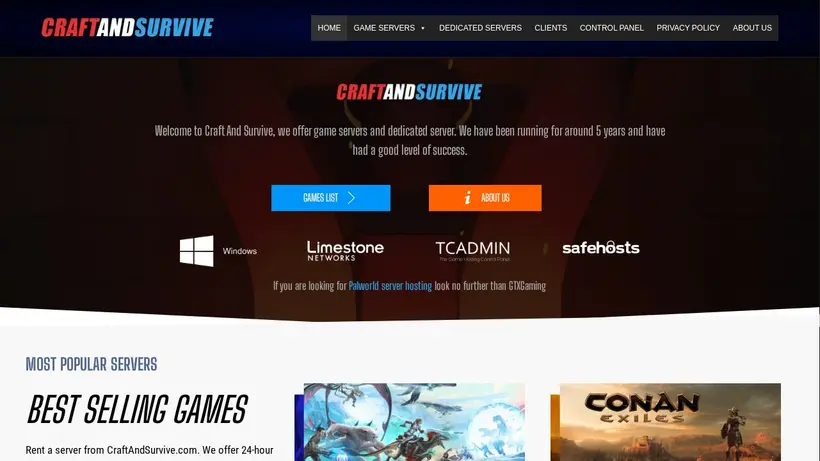 Craft And Survive homepage screenshot