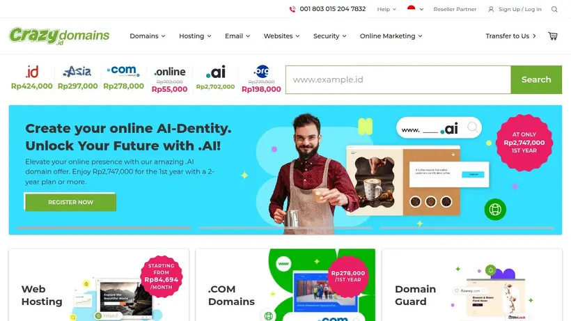 Crazy Domains Indonesia homepage screenshot