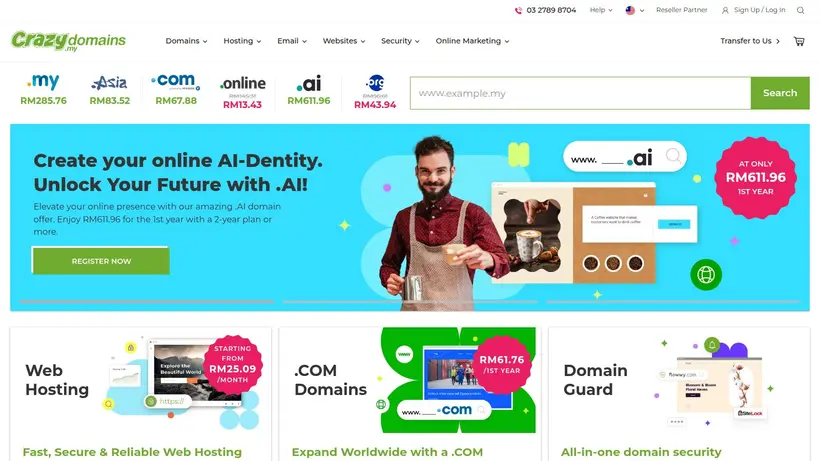Crazy Domains Malaysia homepage screenshot