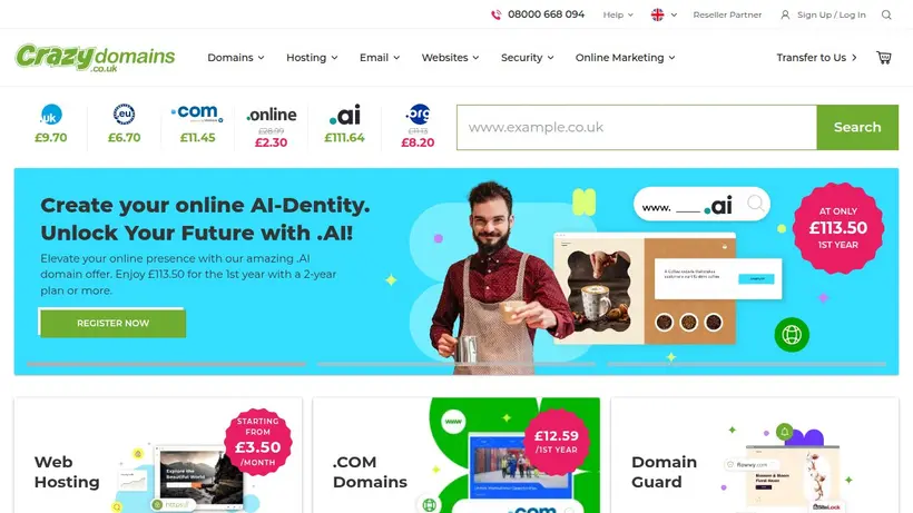 Crazy Domains UK homepage screenshot