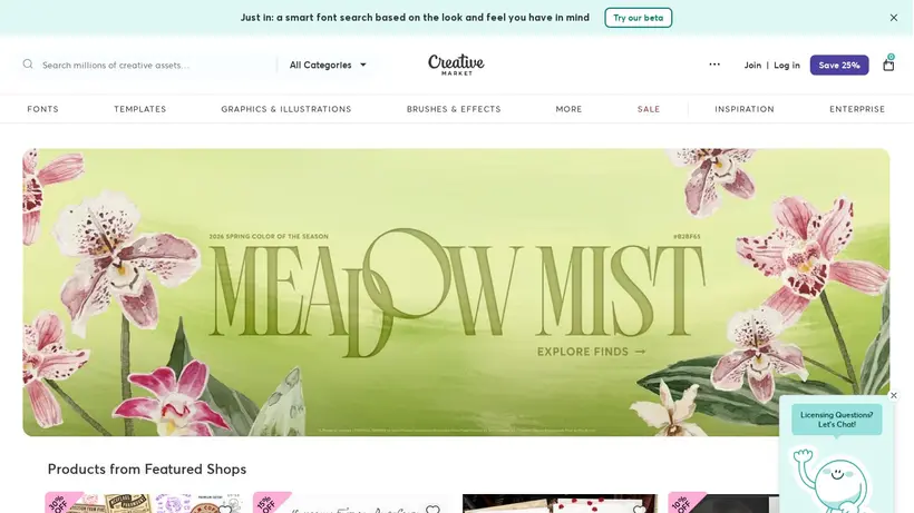 Creative Market homepage screenshot