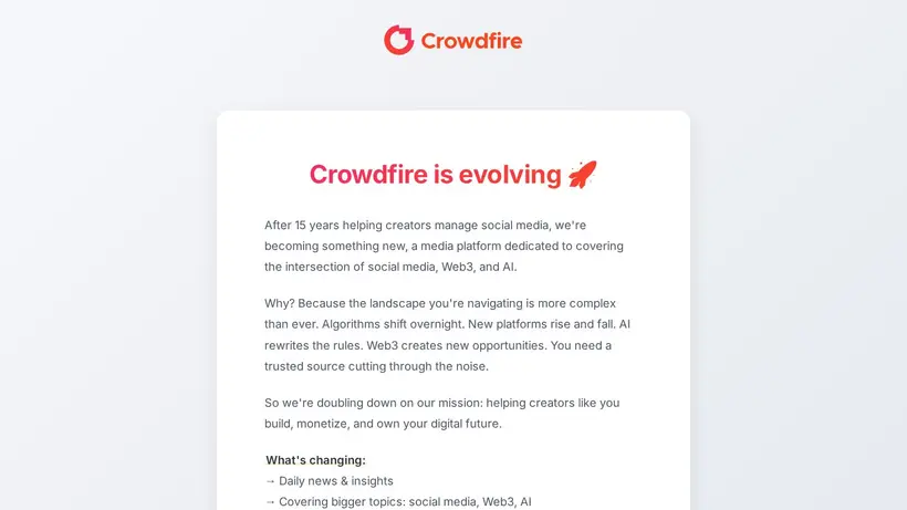 Crowd Fire homepage screenshot