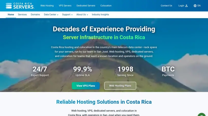 CR Servers homepage screenshot