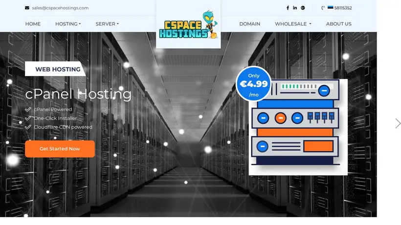 CSpace Hostings homepage screenshot