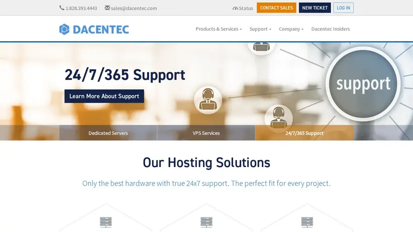 Dacentec homepage screenshot