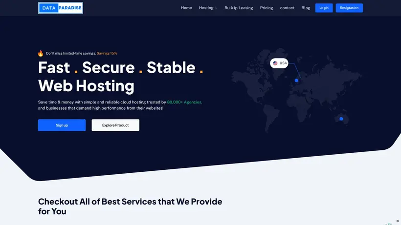 Data Paradise homepage screenshot