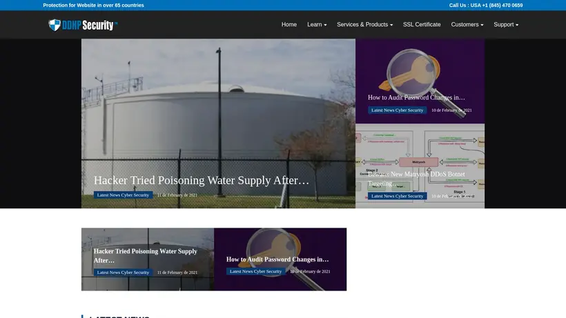 DDOS Hosting Protection homepage screenshot