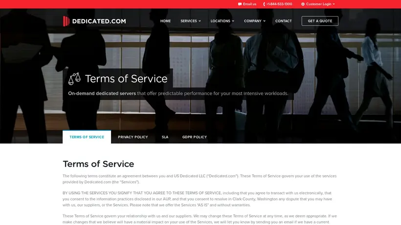 Dedicated.com homepage screenshot