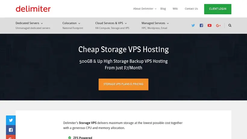 Delimiter homepage screenshot