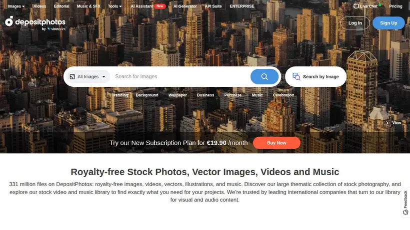 DepositPhotos homepage screenshot