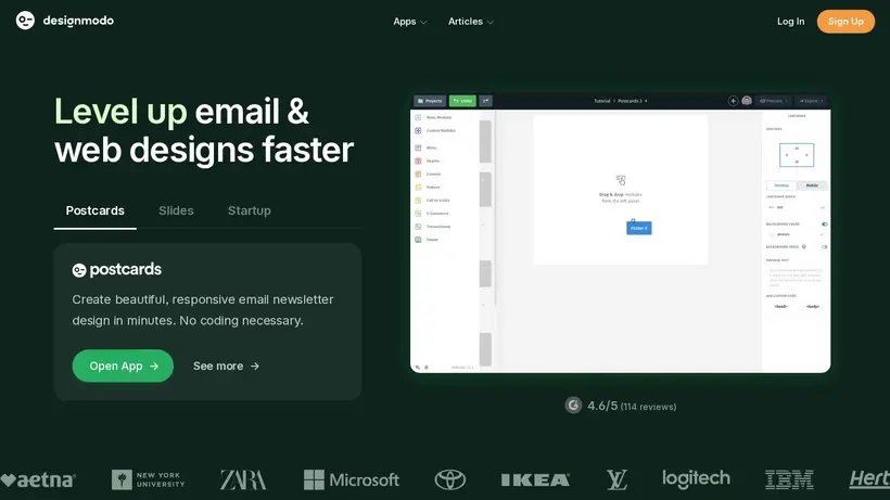 Design Modo homepage screenshot
