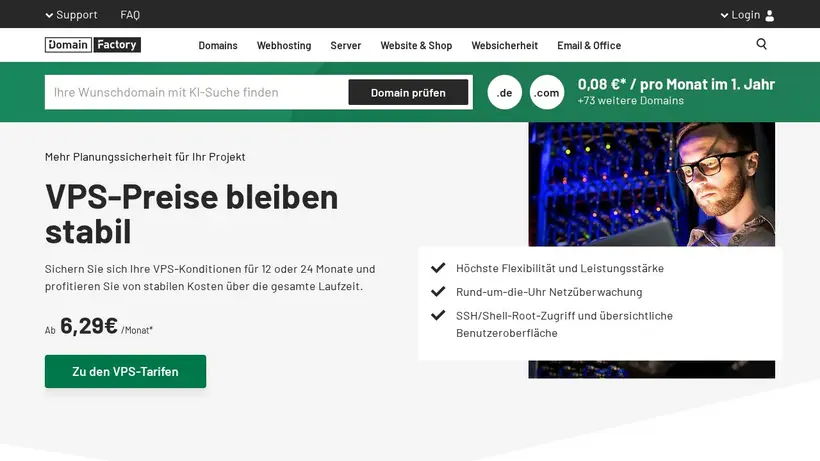 DomainFACTORY homepage screenshot