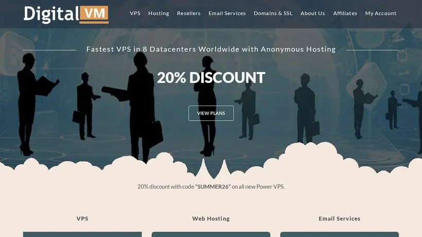 Digital VM homepage screenshot
