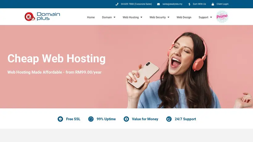 Domain Plus homepage screenshot