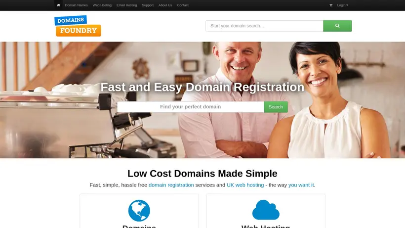 Domains Foundry homepage screenshot