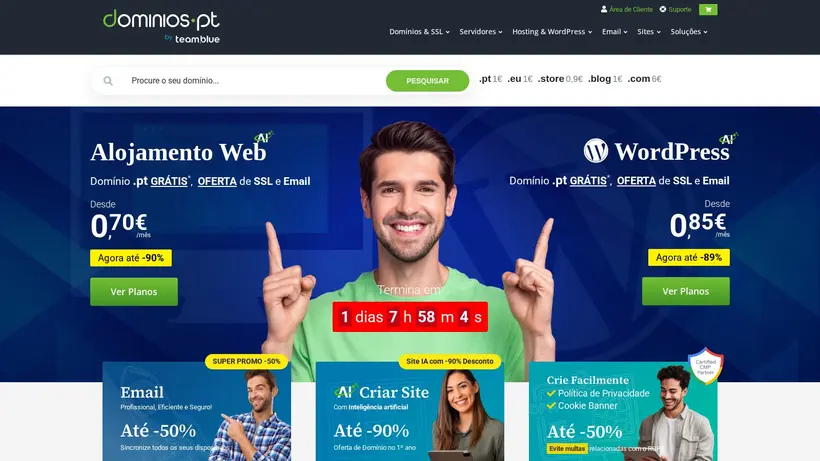Domínios PT homepage screenshot