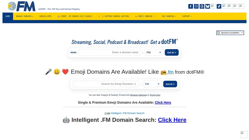 Dot.fm homepage screenshot
