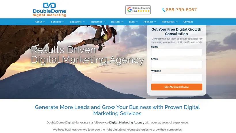 Double Dome homepage screenshot