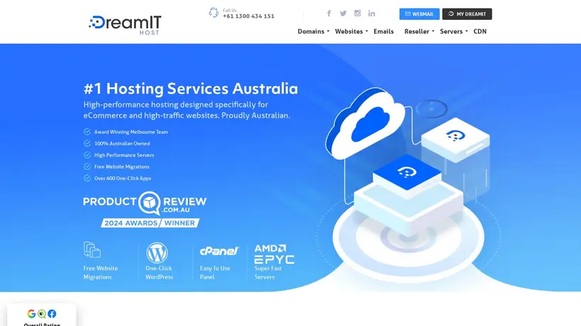 DreamIT Host homepage screenshot