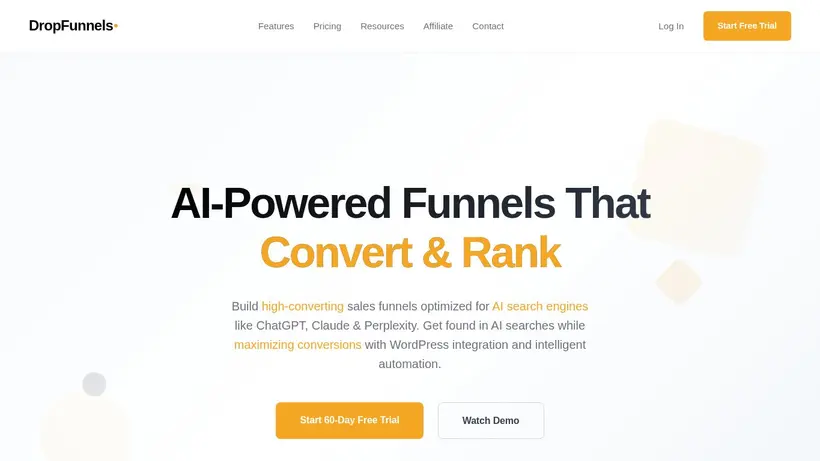 Drop Funnels homepage screenshot