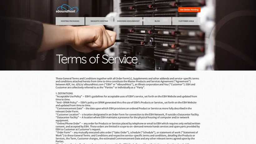 eBoundhost homepage screenshot