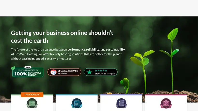 Eco Web Hosting homepage screenshot