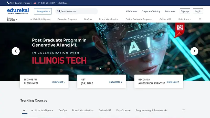 Edureka homepage screenshot